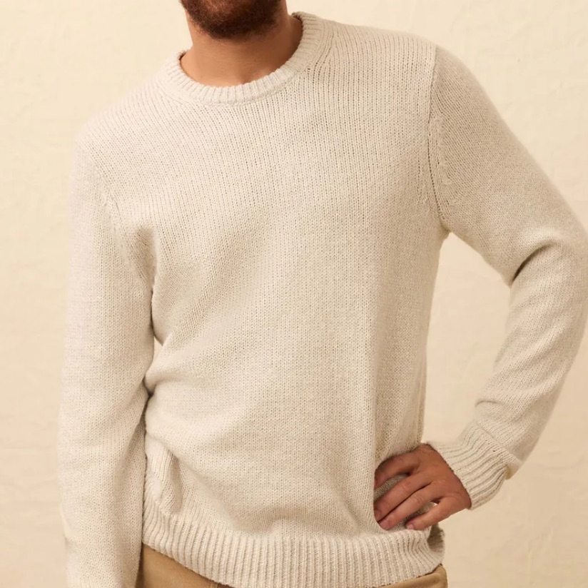 Faherty Mens Heirloom Sweater Heather Grey Medium Nwt